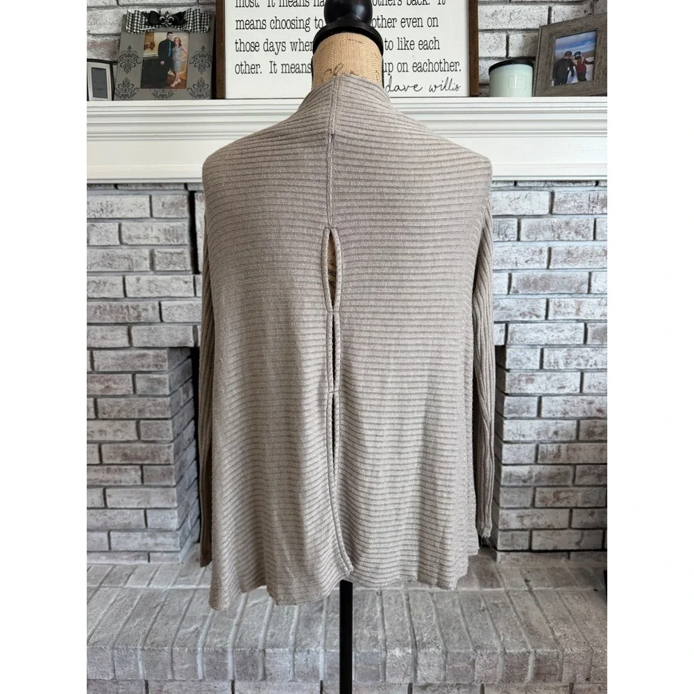 Free‎ People Lover Ribbed Sweater XS Taupe Split Back Cowl Neck Boho  Minimalist